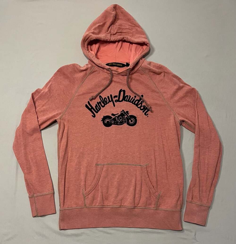 Harley-Davidson Hoodie Size L Pink Motorcycle Pullover Sweatshirt
